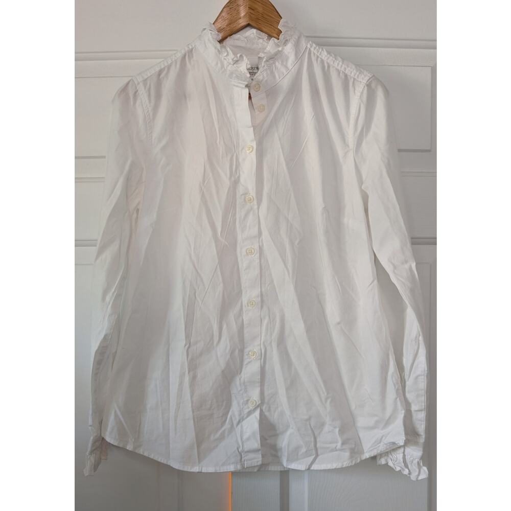 J. Crew White Ruffle Button-up - Picture 4 of 11